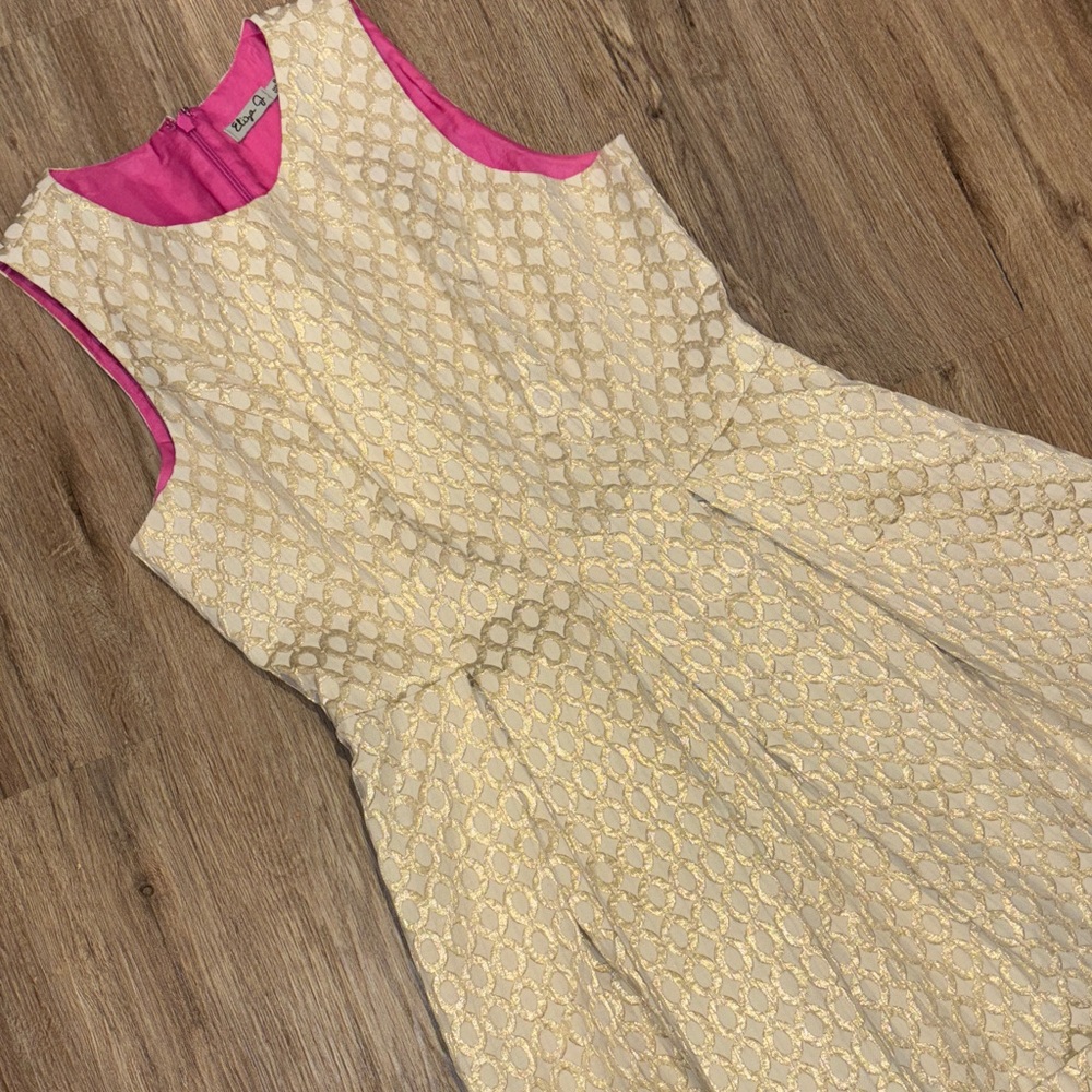 Eliza J  Cream and gold pleated dress